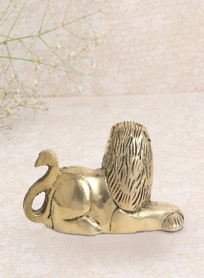 DOKCHAN Brass Animal Lion Sculpture Statue Handcrafted Decorative Showpiece Idol for Home, Office Dcor (Size : 6.3cm Length | Weight : 150gm Approxe) - Image 4